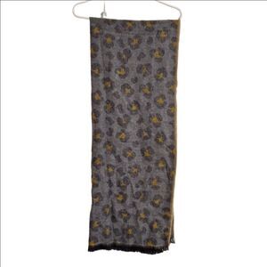 Mustard Yellow Gray leopard Print Reversible Scarf